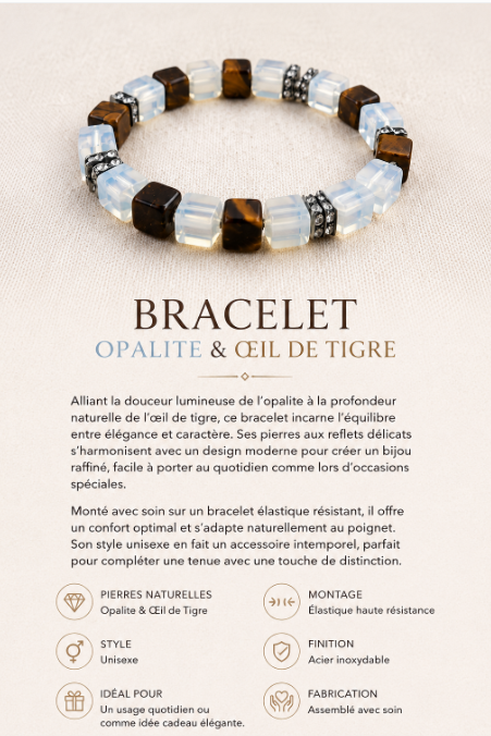 Bracelet  Opalite &amp; Œil de Tigre