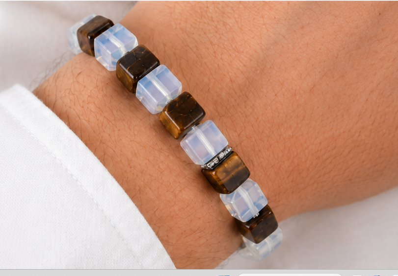 Bracelet  Opalite &amp; Œil de Tigre